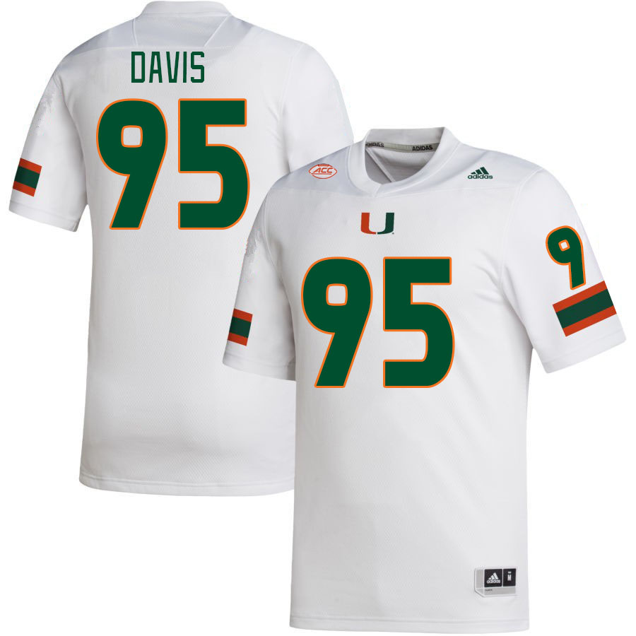 Men #95 Thomas Davis Miami Hurricanes College Football Jerseys Stitched-White